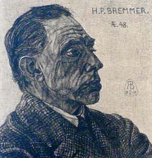 Rudolf Bremmer - Houtsnede: portret - 1920 verkocht voor € 45!