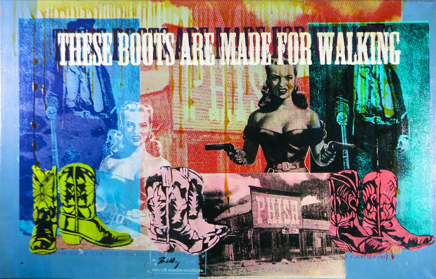 Crail Moansburg - Handbewerkte zeefdruk en acryl op doek, These boots - Ingelijst (Groot) kopen? Bied vanaf 150!