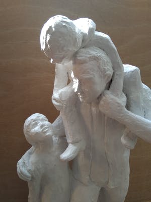 Niet of onleesbaar gesigneerd - Zonder titel, "Vader of opa met kinderen." kopen? Bied vanaf 1!