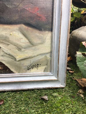 Niet of onleesbaar gesigneerd - Stilleven met bloemen in vaas met appel en papier. kopen? Bied vanaf 1!