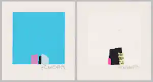 Bodo Schramm - 2x Lufthansa kunst Bodo Schramm – Geometrische Composities | GRATIS VERZENDING kaufen? Bieten Sie von 30!