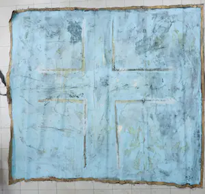 Niet of onleesbaar gesigneerd - Olieverf op industrieel zeil, Vers 4 (Zeer groot) kopen? Bied vanaf 1!