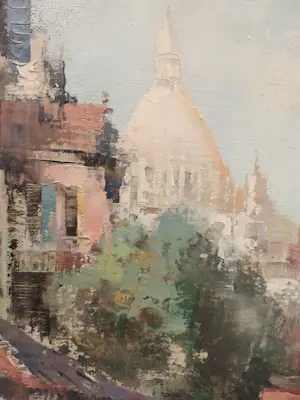 Charles Petit - Stadsgezicht Parijs met zicht op de Sacré-Cœur baseliek in Montmartre kopen? Bied vanaf 80!