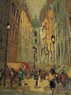 Niet of onleesbaar gesigneerd - Olieverf op doek , Stadsgezicht, Parijs? – gesigneerd en ingelijst kopen? Bied vanaf 1!