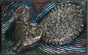 Corneille - Beschilderde zilveren bas-reliëf plaquette, Z.T. Vogel - Ingelijst kopen? Bied vanaf 1!