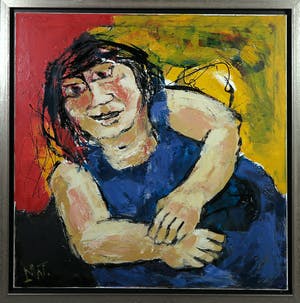 Martin van Wordragen - Olieverf op doek, Welgedane volksvrouw - Ingelijst (Groot) kopen? Bied vanaf 250!