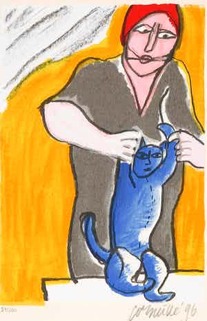 Corneille - Zeefdruk, Hommage aan Jan Steen verkocht voor € 100!