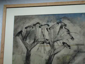 Jan Meijer - Ingelijste gouache , Kurkeikenbomen in Collioure - 1950 kopen? Bied vanaf 200!