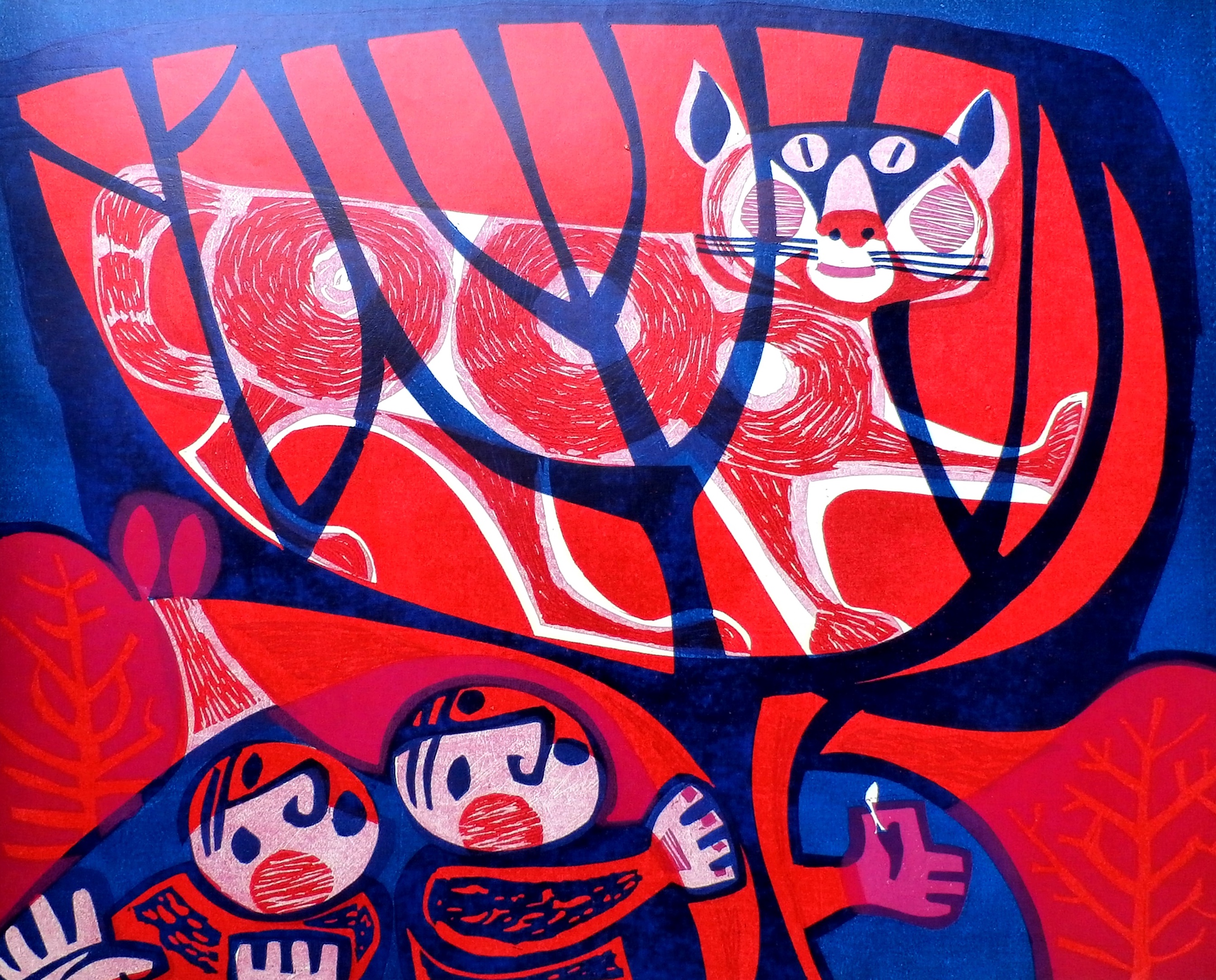 Gerrit de Moree - Litho: Kat in de boom - 1967 verkocht voor € 45!