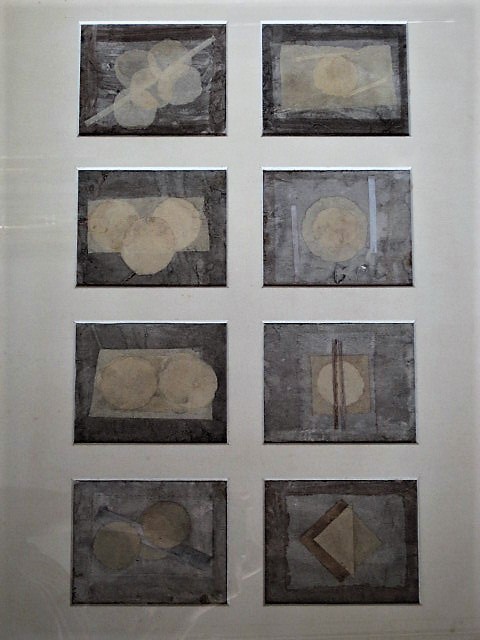 Rosa Sala - Bijzonder! 8-delige Geometrische Collage van papier en Aquarel gesigneerd verkocht voor € 1!