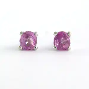 14k wit gouden solitair oorknoppen bezet met roze saffier tot. 0.92ct – 1.5 gram verkauft für € 185!
