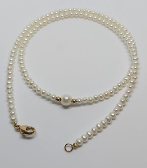 14 kt zoetwaterparel collier 45,2 cm lang kopen? Bied vanaf 110!