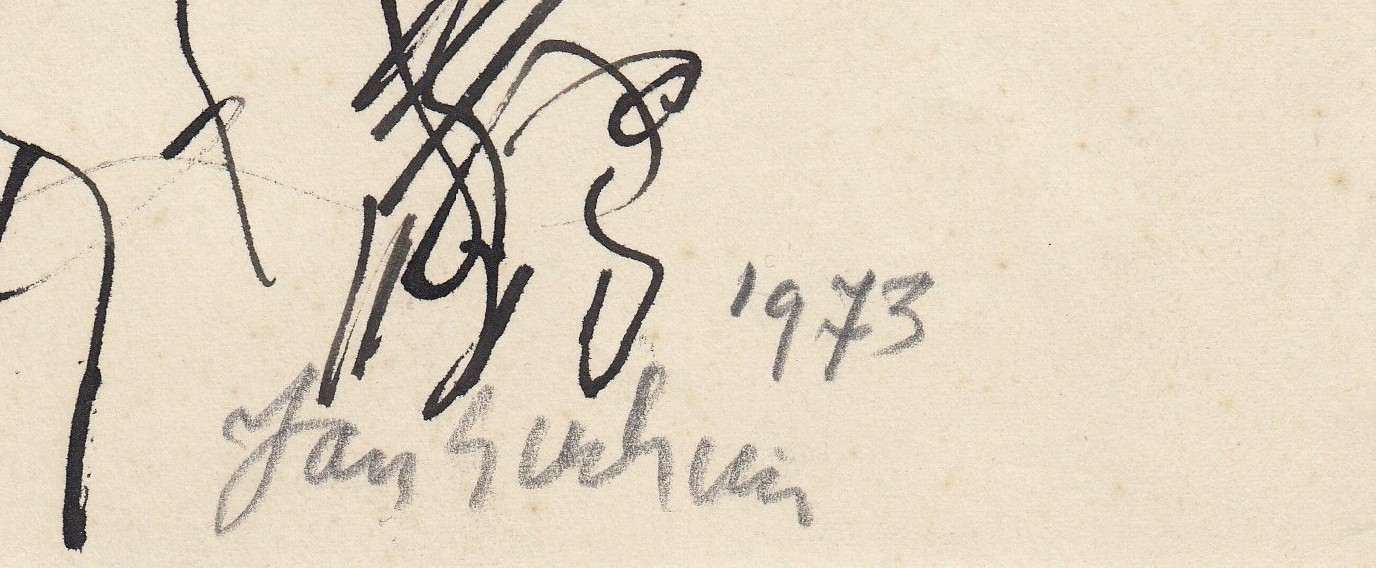 Jan Sierhuis - Inkt op papier - Kompositie met figuren 1973 kopen? Bied vanaf 1!