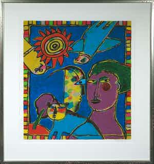 Corneille - Zeefdruk, Regarde sur l'été - Ingelijst (Groot) verkocht voor € 200!