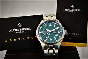 1940 - Robuust edelstalen horloge Alpha Sierra AMS02 - Limited edition - GROEN! verkocht voor € 170!