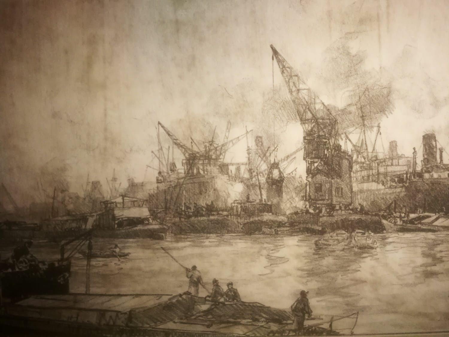 Johan Hendrik van Mastenbroek - Bedrijvigheid in haven Rotterdam. verkocht voor € 59!