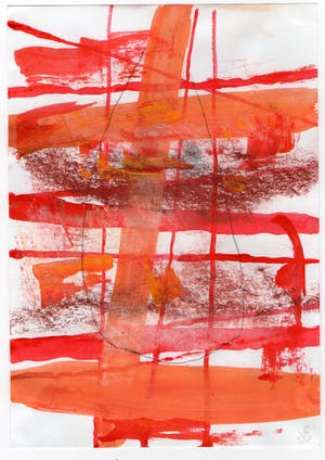 Paul Louis Van Den Bergh - Gemengde Techniek - "Red Grid" - Gesigneerd kopen? Bied vanaf 40!