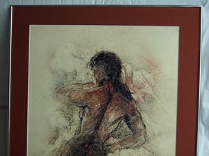 Jan van Dorp - Ingelijste prent , Vrouw in avondrood – Groot – 1988 kopen? Bied vanaf 1!