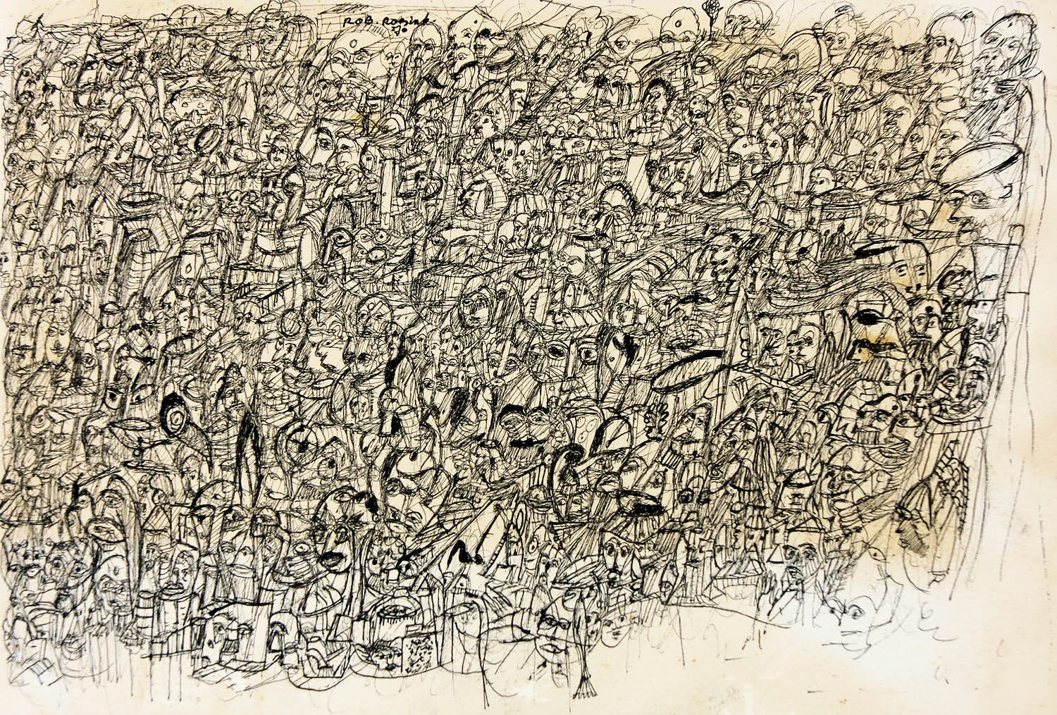 Niet of onleesbaar gesigneerd - Pentekening, Zonder titel kopen? Bied vanaf 1!