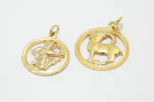 16 - Twee (2) mooi gedetailleerde 14Krt gouden zodiac sterrenbeeld hangers kopen? Bied vanaf 80!