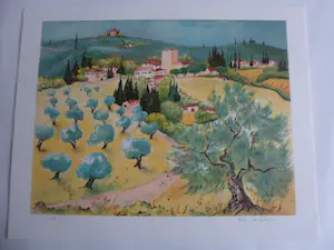 Marie de Valon - "Provençaals landschap" / KLEURLITHO kopen? Bied vanaf 30!
