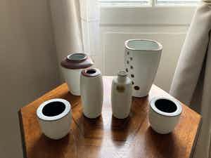 Potterie Ravelli - 6 gemerkte vazen/vaasjes verkocht voor € 65!