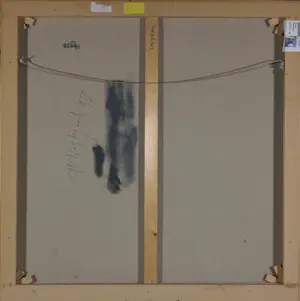 Marjan Nagtegaal - Acryl op doek, Abstracte compositie in blauwtinten - Ingelijst (Groot) kopen? Bied vanaf 70!