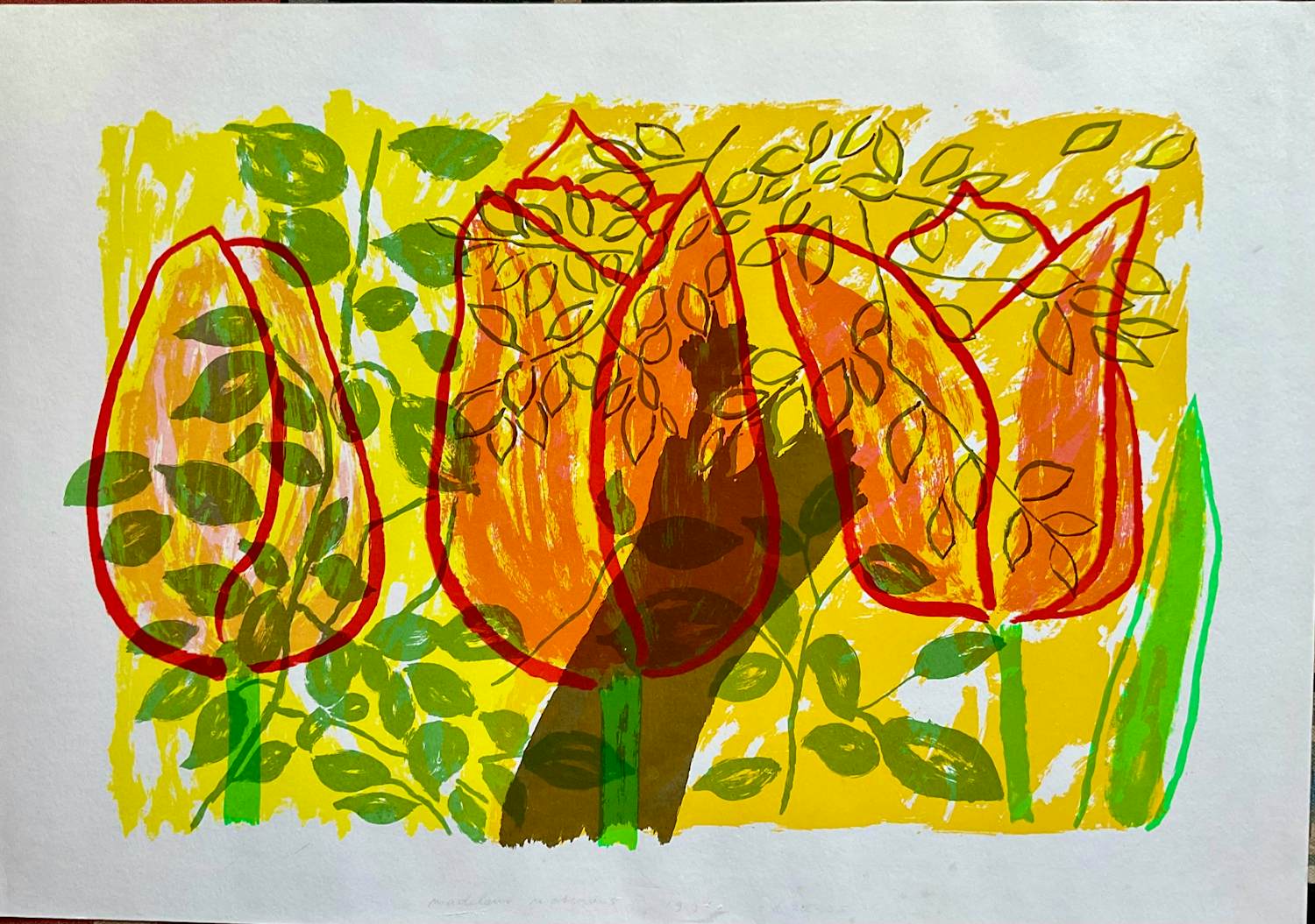 Madeleine Metsaars - Abstract Lente Tulpenveld , gesigneerd,e.a. 22/35 kopen? Bied vanaf 65!