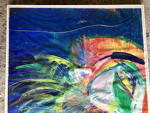 Saskia Kuulkers - 2 Grote kleurrijke schilderijen van vogels kopen? Bied vanaf 35!