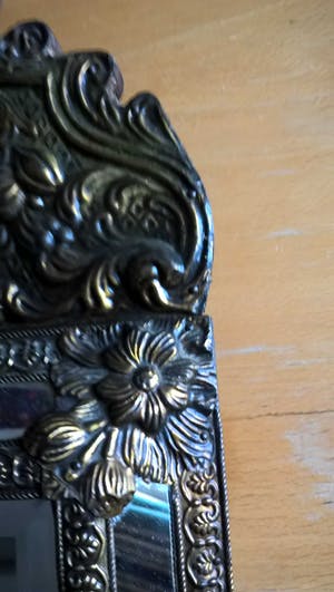 Curiosa - Latoenkoperen Spiegel / Stoffer en Blik - Hout, Koper kopen? Bied vanaf 1!