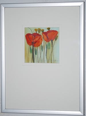 Gerard Carbo - Klaprozen - ingelijste aquarel kopen? Bied vanaf 30!