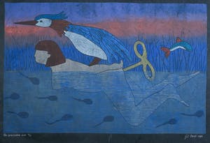 Geertje Briels - Houtdruk op geschept papier, Een opwindende tocht kopen? Bied vanaf 1!