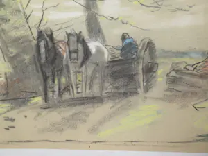 Anton Mauve (sr.) - Man met paardenkar in een boslandschap kopen? Bied vanaf 180!