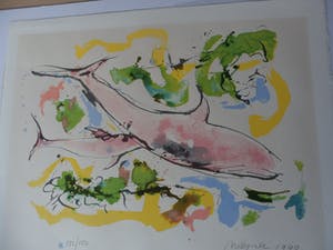 Nic Jonk - Zeefdruk. Titel, "Geboorte". kopen? Bied vanaf 45!