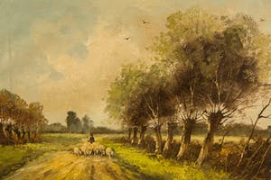 Toon Wildeboer - Blaricum, landweg met schapen. kopen? Bied vanaf 1!