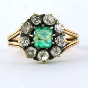 BWG rose kleurige entourage ring met smaragd en Bolsjewiek geslepen diamant verkocht voor € 700!