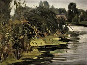 Frits Hubeek - Schilder van het Gooi - fraai olieverf - "Herfst aan de Vecht" - gesigneerd kopen? Bied vanaf 10!