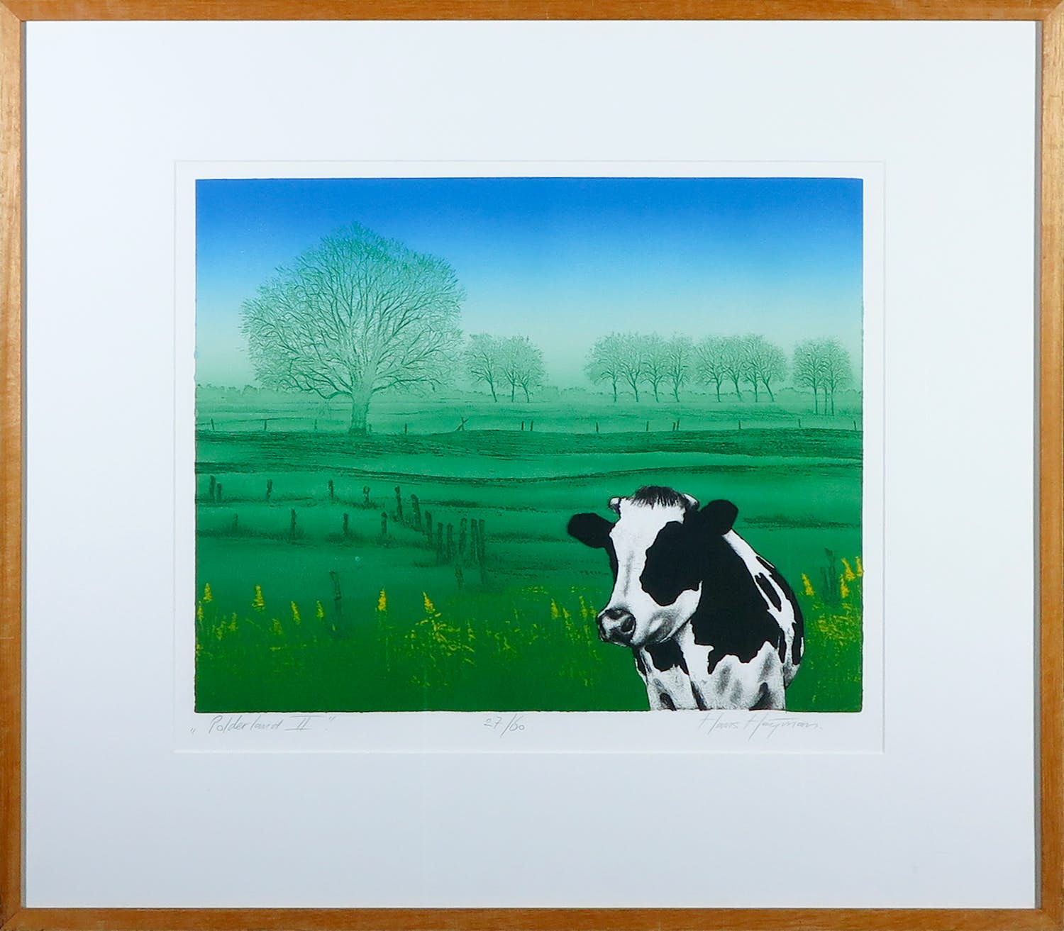 Hans Heijman - Zeefdruk, Polderland II - Ingelijst verkocht voor € 1!