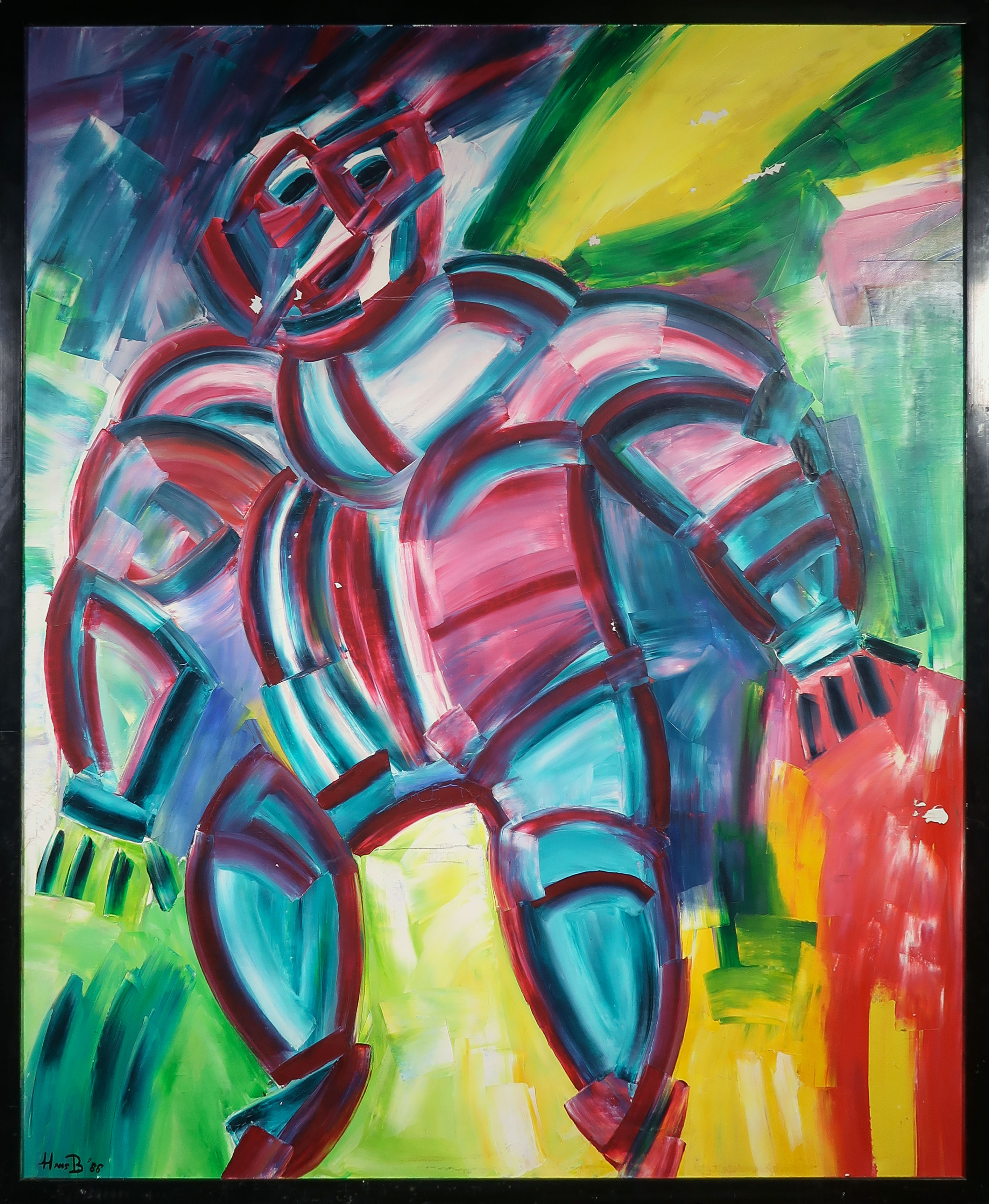 Hans Broekhuijsen - Acryl op doek, Zonder titel - Ingelijst (Groot) verkocht voor € 1!