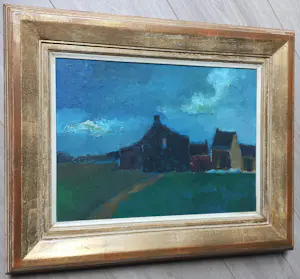 Toon Hermans - Dorp in de nacht, olieverf op doek (zeer mooi ingelijst) kopen? Bied vanaf 1695!