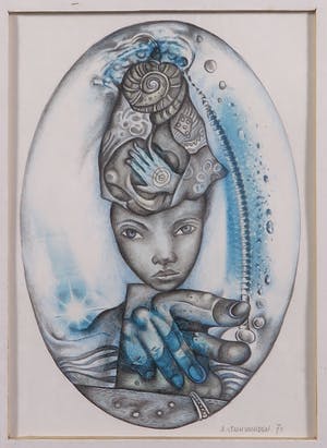 Ab Steenvoorden - Litho, Surrealistisch portret van een vrouw kopen? Bied vanaf 1!