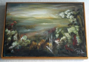 Niet of onleesbaar gesigneerd - Ingelijst, olieverf op doek , “Landschap” kopen? Bied vanaf 1!