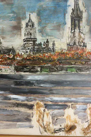 Aart Houtman - Acryl op doek, Stadsgezicht- Ingelijst (Zeer groot) kopen? Bied vanaf 300!