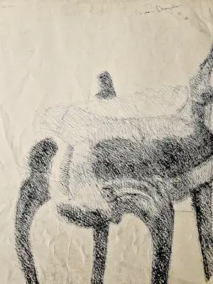 Gert Dumbar - Een map met 6 diverse SEPIA INKT op papier (ook op achterzijde) Abstract kopen? Bied vanaf 41!