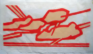 Paul Overhaus - Abstract landschap (2) -houtsnede 1988- kopen? Bied vanaf 35!