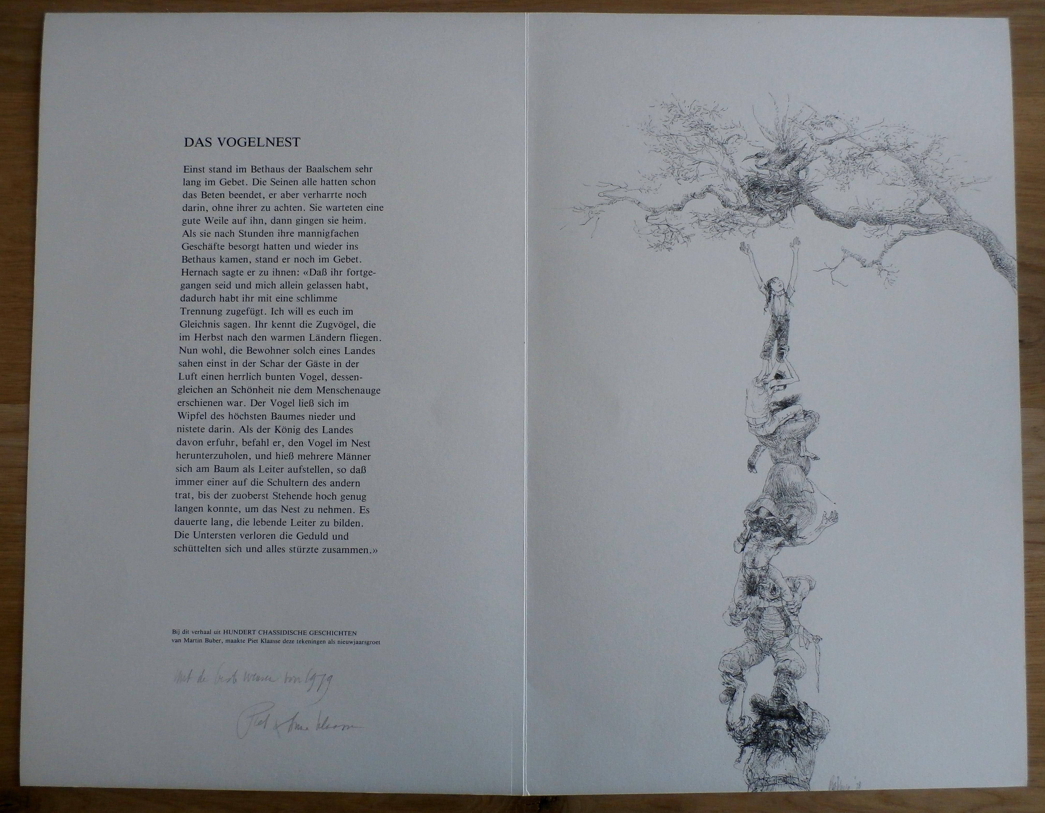 Piet Klaasse - nieuwjaarskaart met litho: Das Vogelnest - 1978 kopen? Bied vanaf 40!