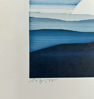 Claudia Keller - Blauwachtig landschap, zonsopgang-zonsondergang kopen? Bied vanaf 50!