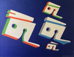 Mateo van den Heuvel - Acryl op doek - 1980 - Gesigneerd - Kleurrijk werk kopen? Bied vanaf 1!