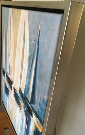 Berend Pasman - Zeilboten in haven | olieverfschilderij (in baklijst) kopen? Bied vanaf 125!