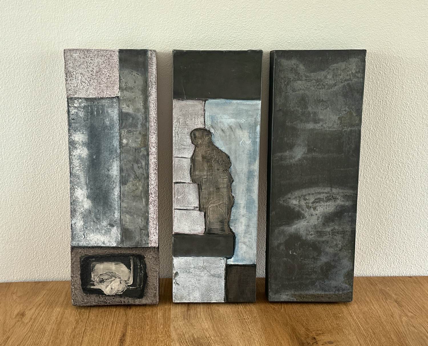 Ageeth Leemkuil - 3-luik compositie nr. 57 – gemengde techniek – galerie werk – 45x45 cm kopen? Bied vanaf 45!